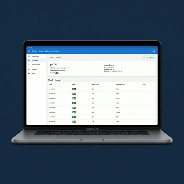 Monita application screenshot on laptop
